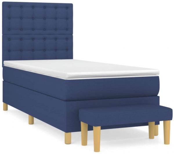 vidaXL Boxspringbett mit Matratze Blau 100x200 cm Stoff