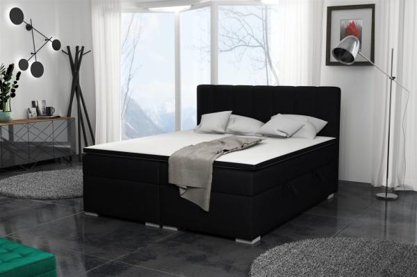 Boxspringbett Schlafzimmerbett LAURIN 160x200cm Stoff Inari Schwarz