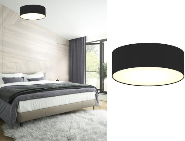 Deckenlampe mit LED, Stoff schwarz/Abdeckung satiniert, Ø 30 cm, CEILING DREAM