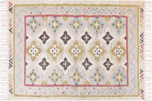 Teppich Jute mehrfarbig 160 x 230 cm orientalisches Muster Kurzflor TERKOS