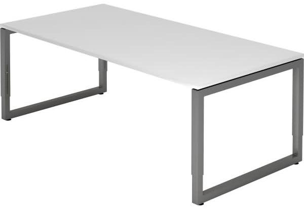 'RS2E' Schreibtisch O-Fuß eckig 200x100cm Weiß / Graphit