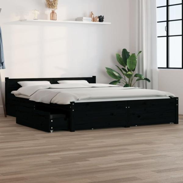 vidaXL Bett mit Schubladen Schwarz 160x200 cm [3103573]
