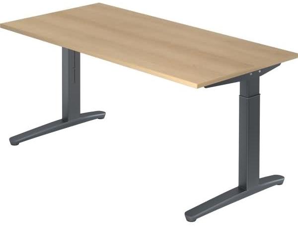 'XB16' Schreibtisch, C-Fuß, 160x80cm, Eiche / Graphit