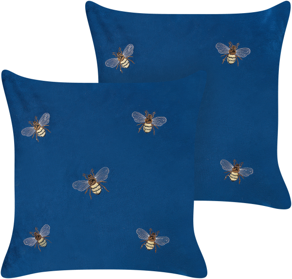 Kissen 2er Set Samtstoff Blau TALINUM 45 x 45 cm