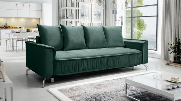 Schlafsofa Sofa 3-Sitzer FLORENCE Stoff Element Dunkelgrün