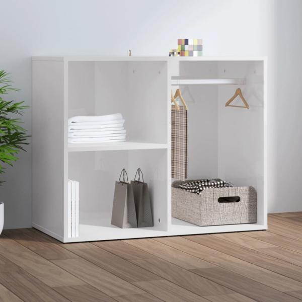 Kleiderschrank, Holzwerkstoff, Hochglanz-Weiß, 80 x 40 x 65 cm