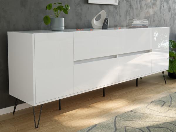 Magnolia Home 'Heros' Sideboard mit SoftClose, Holz weiß, 72 x 42 x 199 cm