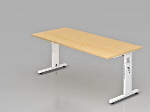 Schreibtisch OS19 C-Fuß 180x80cm Ahorn Gestellfarbe: Weiß