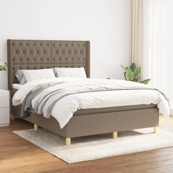 Boxspringbett mit Matratze Taupe 140x190 cm Stoff (Farbe: Taupe)