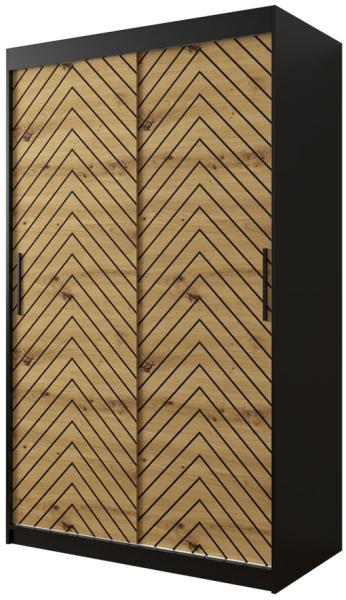 Kleiderschrank Sonter I 120 (Farbe: Schwarz / Artisan Eiche + Schwarz, Größe: 120 cm, mit Schubladen)