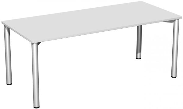 Schreibtisch, 180x80cm, Lichtgrau / Silber
