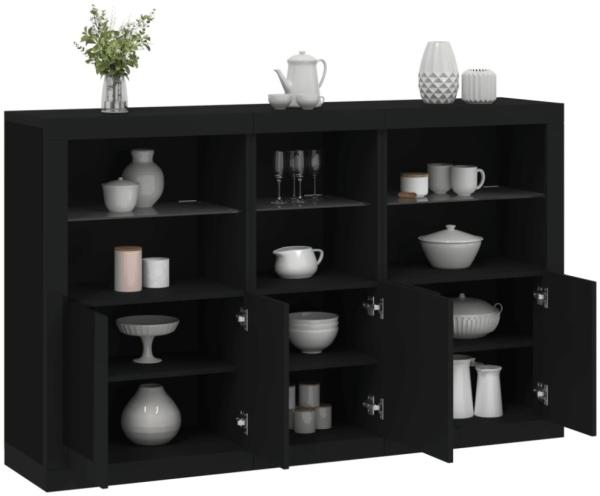 vidaXL Sideboard mit LED-Leuchten Schwarz 162x37x100 cm