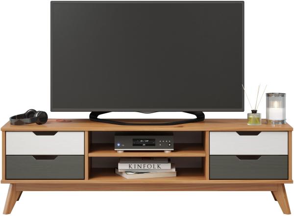 TV-Board >Sandvika< in Honigfarben aus Massivholz - 140x42x40cm (BxHxT)