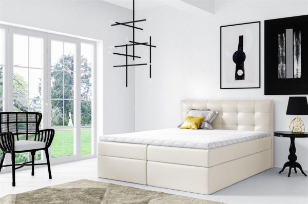 Boxspringbett OVIEDO 120x200cm Kunstleder Creme