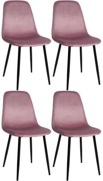 4er Set Esszimmerstühle Napier Samt (Farbe: pink)