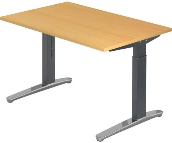 'XB12' Schreibtisch, C-Fuß, poliert, 120x80cm, Buche / Graphit