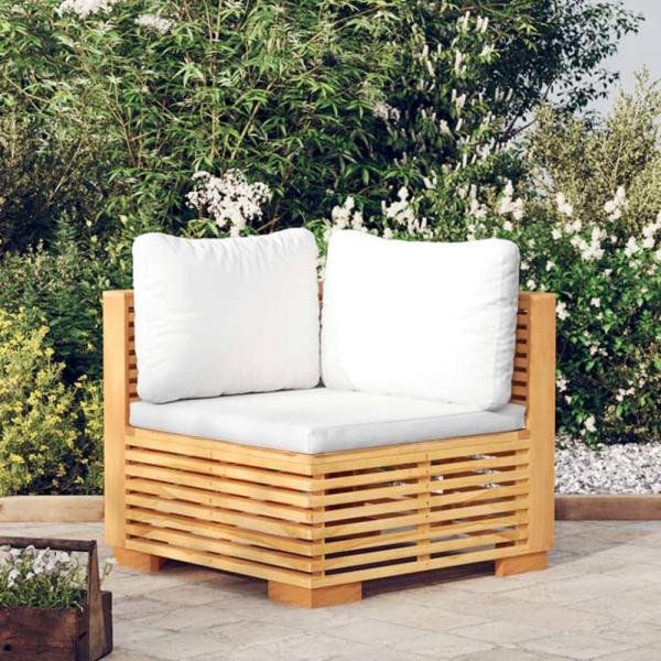 vidaXL Garten-Ecksofa mit Creme Kissen Massivholz Teak