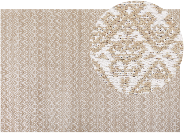 Teppich Jute beige 200 x 300 cm geometrisches Muster Kurzflor ATIMA