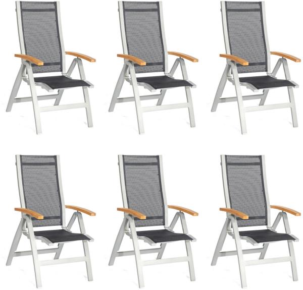 Sonnenpartner 6er-Set Klappsessel Florida Aluminium silber/Textilen schwarz Klapp-Sessel Klappstuhl