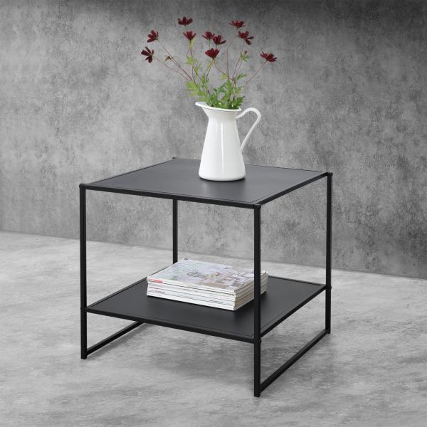 Beistelltisch Salsnes 51x53x51 cm mit Ablage Schwarz [en. casa]