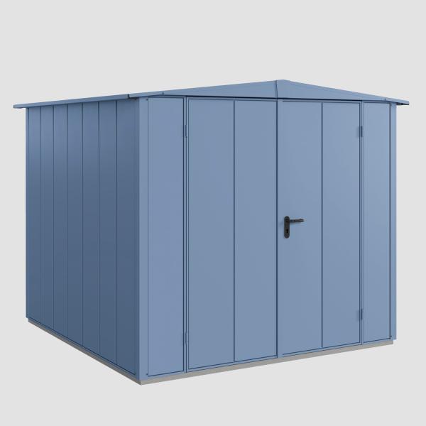 Hörmann Ecostar Aktionsangebot Metall-Gerätehaus Elegant mit Satteldach Typ 2, 238 x 238 cm , taubenblau, 5,7 m²,2-flüglige Tür