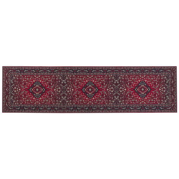 Teppich rot orientalisches Muster 80 x 300 cm Kurzflor VADKADAM