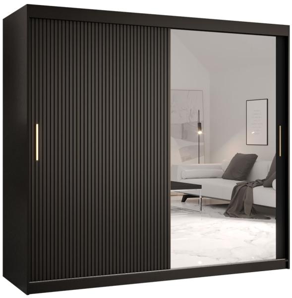 Kleiderschrank Kirtan Slim 2 200 (Farbe: Schwarz, Größe: 200 cm)