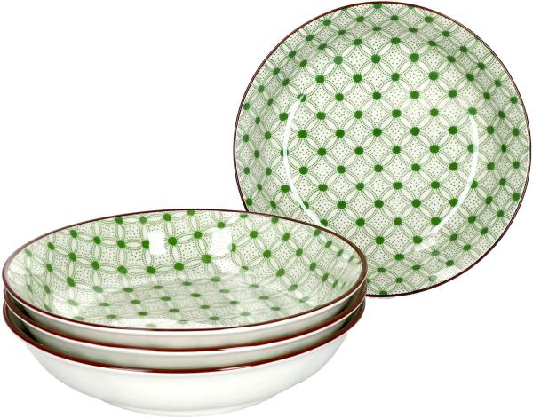 Lime Rio 4-tlg. Suppenteller Grünes Dekor Ø 20 cm Soup bowl Porzellan Ritzenhoff