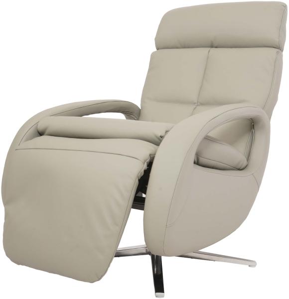 Relaxsessel HWC-L11, Design Fernsehsessel TV-Sessel Liegesessel, Liegefunktion drehbar, Voll-Leder ~ grau