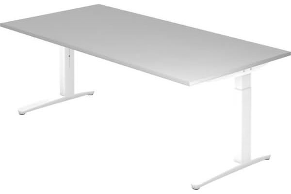 'XB2E' Schreibtisch C-Fuß 200x100cm Grau/Weiß