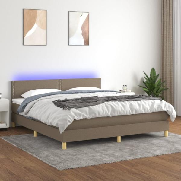 Boxspringbett mit Matratze & LED Taupe 180x200 cm Stoff (Farbe: Taupe)