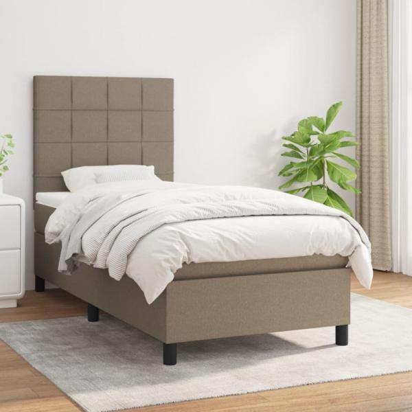 Boxspringbett mit Matratze Taupe 90x190 cm Stoff (Farbe: Taupe)