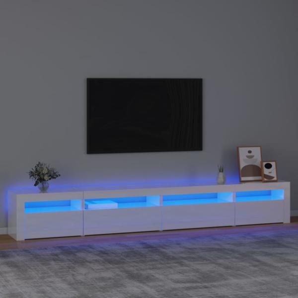 TV-Schrank mit LED-Leuchten Hochglanz-Weiß [3152750]