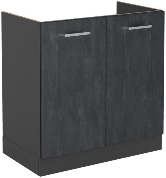 Vicco Spülenunterschrank R-Line Schwarz Beton Anthrazit 80 cm ohne Arbeitsplatte