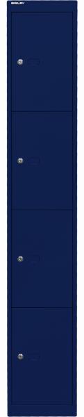 Bisley Schließfachschrank Office, 1 Abteil, 4 Fächer, T 305 mm, Farbe oxfordblau