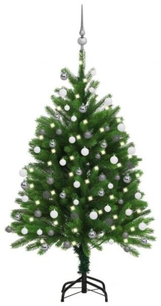 vidaXL Künstlicher Weihnachtsbaum mit LEDs & Kugeln 120 cm Grün, Mit Beleuchtung [3077725]