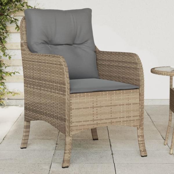 vidaXL Gartenstühle mit Kissen 2 Stk. Beigemischung Poly Rattan