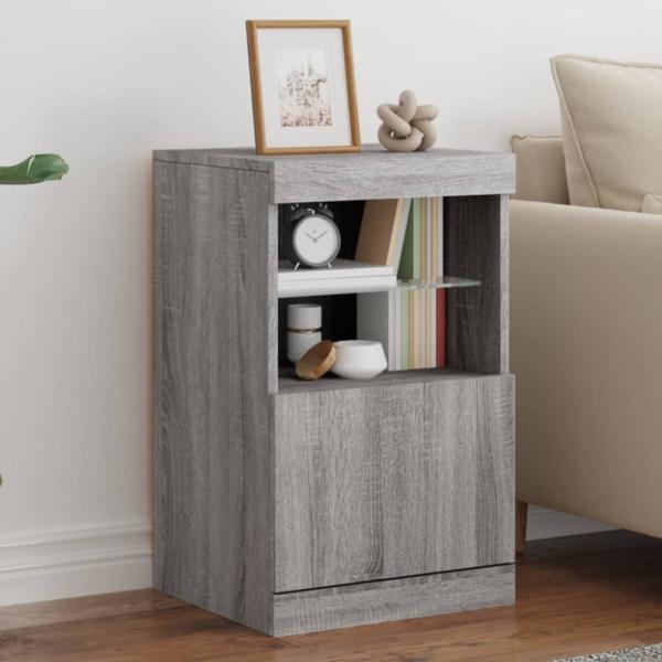 vidaXL Sideboard mit LED-Leuchten Grau Sonoma 41x37x67 cm