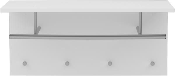 FMD Möbel - SPOT - Wandgarderobe mit Kleiderstange und 4 Haken - melaminharzbeschichtete Spanplatte - weiß - 72 x 34,5 x 29,3cm