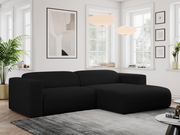 Ecksofa PASADENA, freistehendes Ecksofa, breite Armlehnen, Federsitz - rechts - Schwarz Boucle