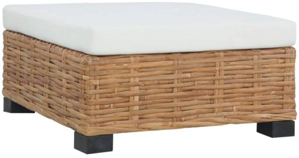 Fußhocker mit Auflage Natur Rattan