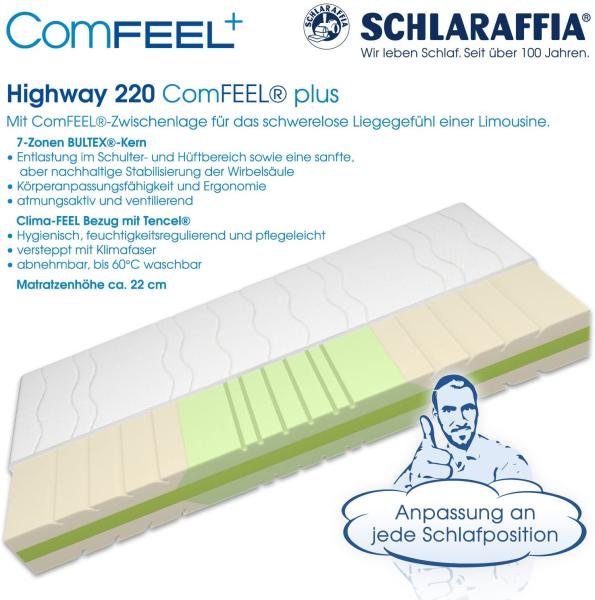 Schlaraffia 'Highway 220 ComFEEL' 7-Zonen Kaltschaum-Matratze H2, 90 x 200 cm