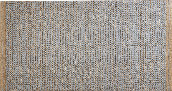 Teppich Wolle grau 80 x 150 cm Kurzflor BANOO