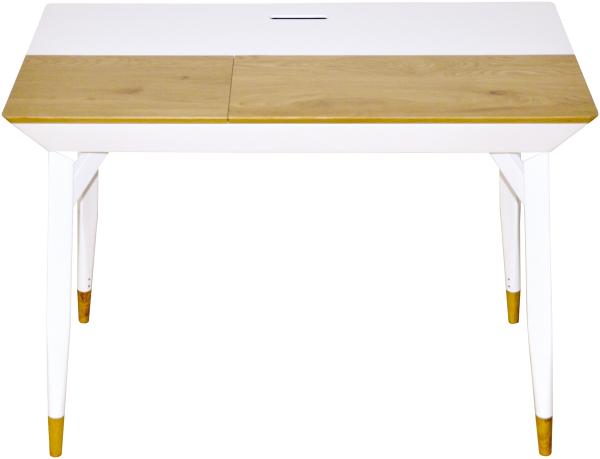'Bartani' Schreibtisch, weiß matt/Wildeiche Nachbildung, 76 x 55 x 105 cm