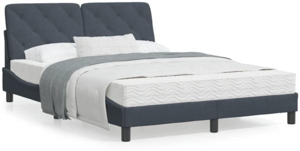 vidaXL Bett mit Matratze Dunkelgrau 140x200 cm Samt