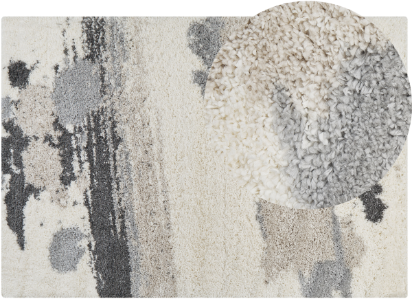 Teppich weiß grau 160 x 230 cm Shaggy Langflor GORIS