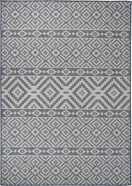 vidaXL Outdoor-Teppich Flachgewebe 140x200 cm Blau Gestreift