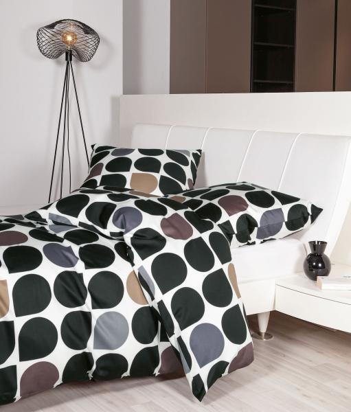 Janine J.D. Mako-Satin Bettwäsche 155x220 Punkte Tropfen Retro schwarz 87093-08