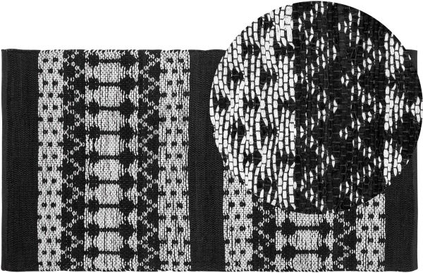Teppich Leder schwarz/beige 80 x 150 cm SOKUN