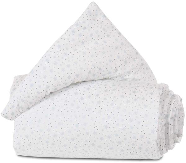 babybay Nestchen Organic Cotton passend für Modell Maxi, Boxspring und Comfort, weiß Glitzersterne diamantblau